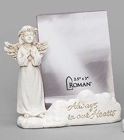 3" Angel Memorial card holder/frame - Angel with Praying Hands