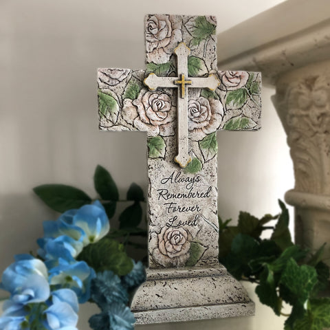 Memorial Cross with Roses