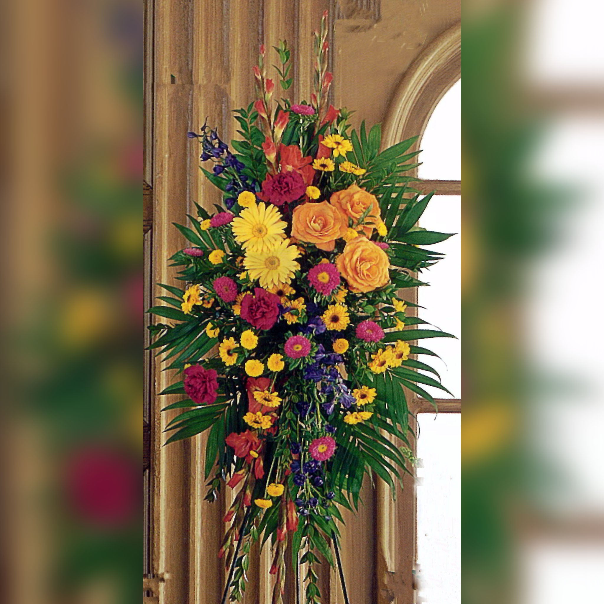 Bright Vivid Flowers Standing Arrangement