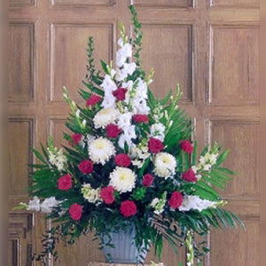 Red and White Sympathy Vase